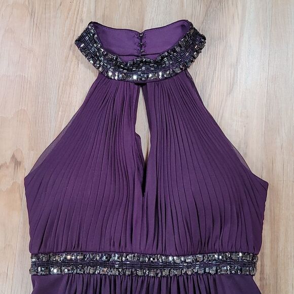 🔹️Cache Eggplant Beaded Ruched Formal Dress Size 4 - Picture 7 of 12